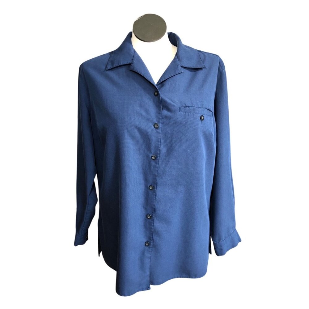 Villager Sport Womens 1 Button-Down Shirt Long-Sleeve Chest Pocket Career Workwe